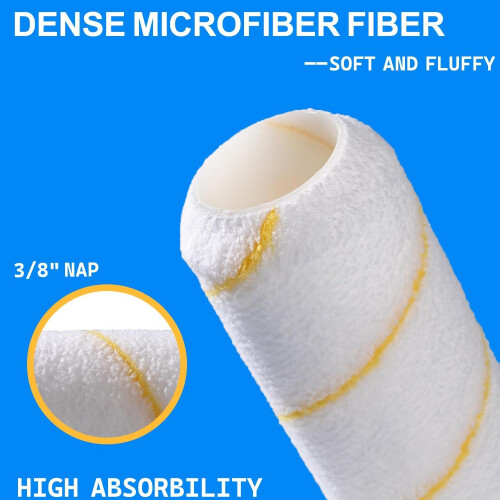 9 Inch Microfiber Paint Roller Covers 3 Pack 1/2 Inch Nap for Walls and Ceilings Efficient Coverage 2