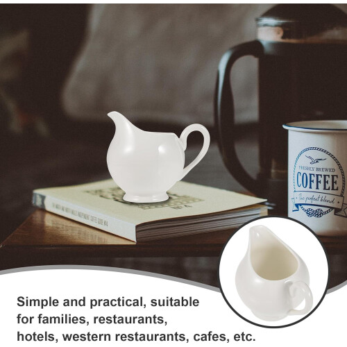 Ceramic Milk Pitcher with Precision Dripless Spout, Vintage Cream Server for Coffee and Tea 1