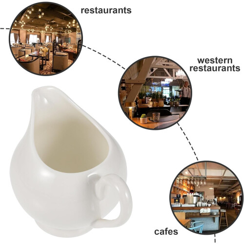 Ceramic Milk Pitcher with Precision Dripless Spout, Vintage Cream Server for Coffee and Tea 2