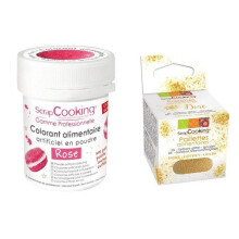 Corante alimentar Rosa + glitter dourado