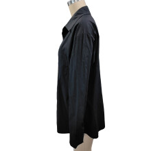 Men's Black Casual Long Sleeve Shirt 3XL Cotton Turn Down Collar
