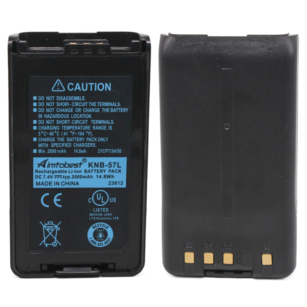2Pack Two Way Radio Battery For Kenwood Knb57l Knb55l 7.4V 2000Mah Liion Replacement For Tk3140 Tk3170 Nx320 9169991249070
