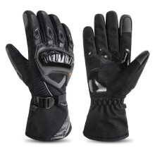Leren wintermotorhandschoenen, waterdicht en warm met verstevigde knokkels, geschikt voor touchscreen, voor mannen en vrouwen.