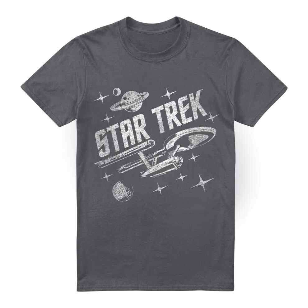 Star Trek (4Xl, Charcoal) Mens Through Space T-Shirt Multicoloured