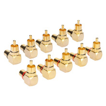 Robustes Metallgehäuse, rechtwinkliger RCA-Adapter, 90-L-förmiges Design für optimale Kabelführung, korrosionsbeständige Vergoldung, Anschluss