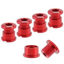 MUQZI 5Pcs Chainring Bolts Set 6.5mm Single Chainring Screws for Road and Mountain Bikes Red
