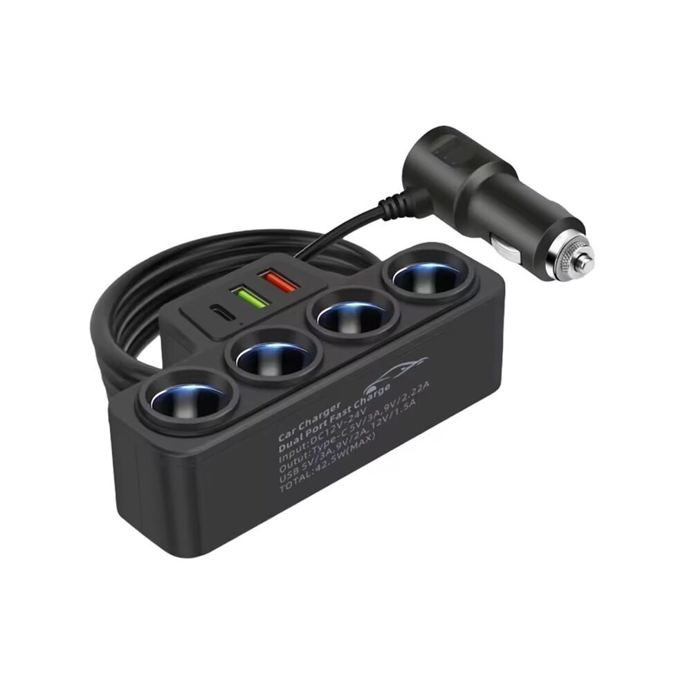 4-Socket Car Cigarette Lighter Splitter 12V-24V Phone Power Adapter 120W Qc3.0+Pd3.1a Car Cigarette Lighter Socket Plug 6032757532484