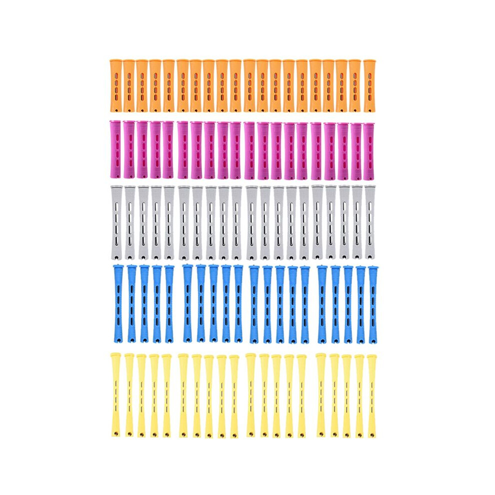 Orange/Gray 100Pcs Perm Rods Set For Natural Hair Plastic Cold Wave Rods Hair Rollers For Long Short Hair Curling Rods Perms Rods