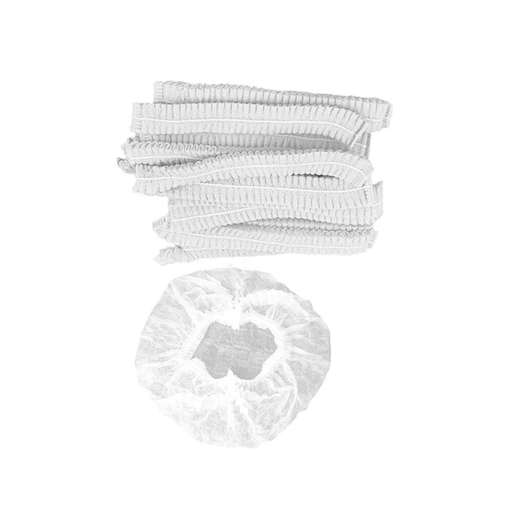 White 200 Pcs Disposable Hair - 21 Inches - Bulk Bouffant Caps Non-Woven Hairnet For Food Service, Hospitals, Labs