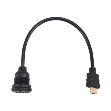 4K -Compatible Panel Mount Cable Round Flush Mount Female to Male Adapter High-Speed -Compatible Cable