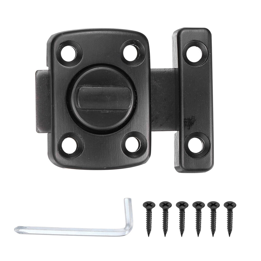Door Bolt Latch Zinc Alloy Black Rotating Gate Lock 180 Doublesided Privacy Secure With Screws 9169991249438