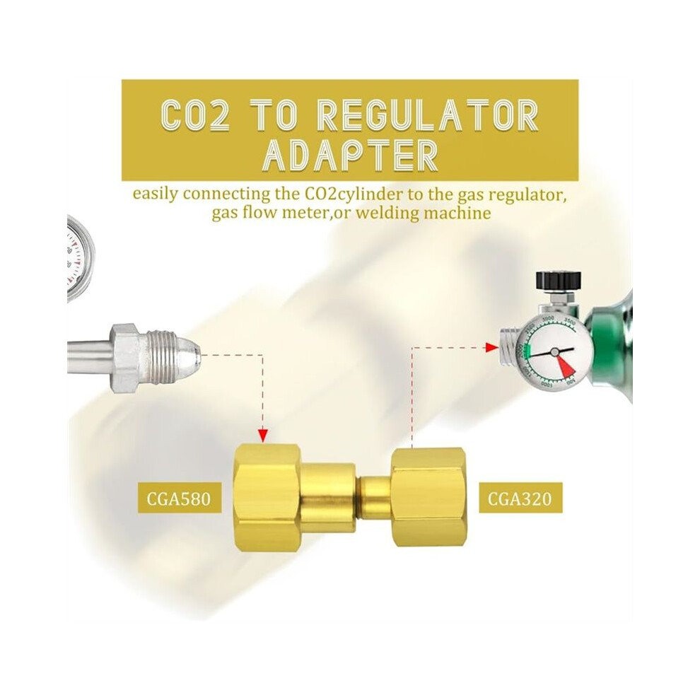CGA-320 to CGA-580 Adapter, Carbon Dioxide Bottom to Argon Nitrogen ...