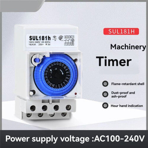 GEYA SUL181h Mechanical Timer  24 Hours Programmable Din Rail   with Battery 110V-240V 2