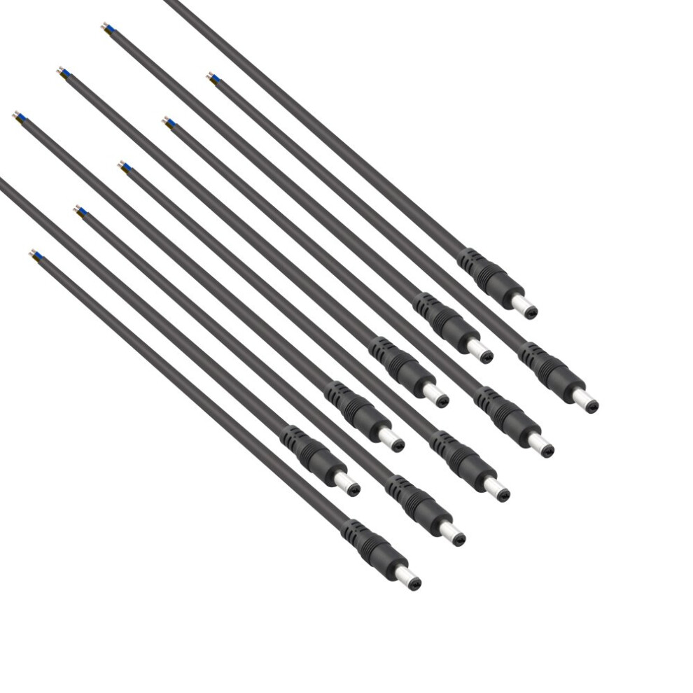 18 Awg Dc Power Pigtail Cable 2.1Mm X 5.5Mm Male Plug For Cctv And Led, Pack Of 10 9771547226871