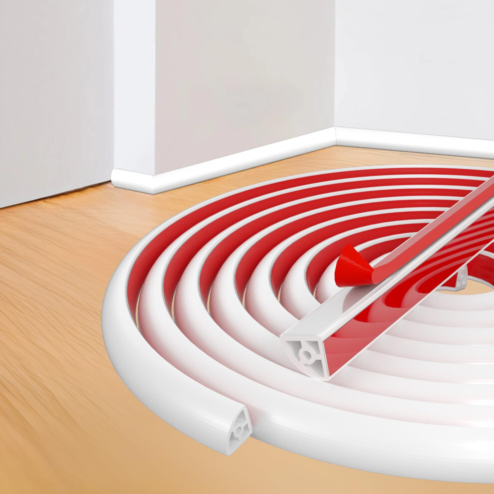 Flexible Quarter Round Molding 118In Waterproof Peel And Stick Trim For Walls Floors Corners White 9771547226864