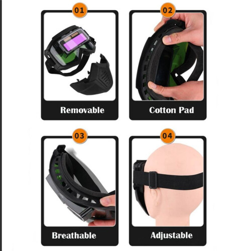 Auto Darkening Welding Glasses Adjustable Band Detachable  Mask Impact Split Type Face Protector 2
