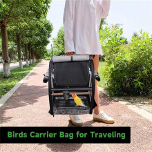 Vogeltragetasche mit Sitzstange, Vogel-Reisetragerucksack mit Edelstahlplatte und Netz, Tragbar, Transparent