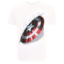(L, White) Captain America Mens Shield T-Shirt