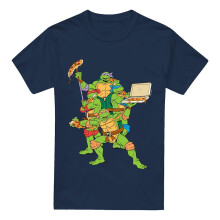 (3XL, Navy) Teenage Mutant Ninja Turtles Mens Pizza Party T-Shirt