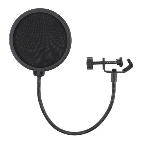 Professional Double Layer Microphone Pop Filter with 360 Gooseneck Clamp for Studio Recording