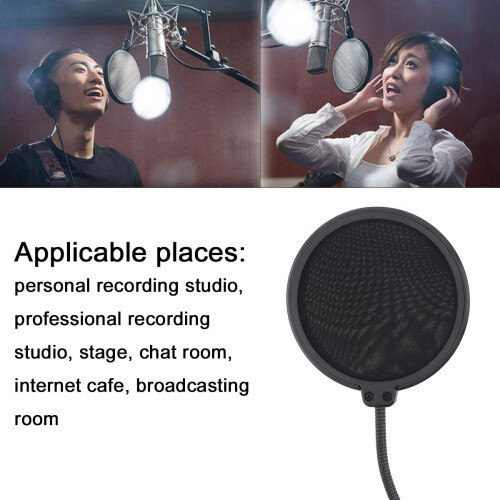 Professional Double Layer Microphone Pop Filter with 360 Gooseneck Clamp for Studio Recording 1