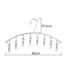 Étendoir à linge portable, cintre multifonctionnel en acier inoxydable avec 10 pinces, cintre coupe-vent peu encombrant pour chaussettes,