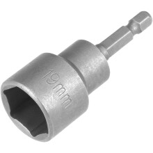 19mm Magnetic Nut Driver 1/4 Inch Hex Shank Impact Socket Adapter CRV Steel 65mm