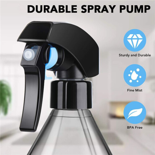 Plastic Spray Bottles for Cleaning Solutions,10OZ Reusable Empty Container with Durable Black Trigger Sprayer, 3Pack 1