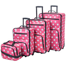 Rockland Polka Softside Upright Luggage Set, Pink Dots, 4-Piece Set (14/19/24/28),