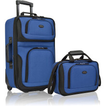 U.S. Traveler Rio Rugged Fabric Expandable Carry-on Luggage Set, Royal Blue, 2 Wheel, Rio Lightweight Carry-on Suitcase 20" Softside Expandable