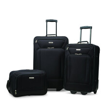 American Tourister Fieldbrook XLT Softside Upright Luggage, Black, 4-Piece Set (BB/DF/21/25), Fieldbrook XLT Softside Upright Luggage