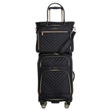 Kenneth Cole Reaction Chelsea 20" Polyester-Twill Expandable, Black, 2pc Bundle (Carry On + Tote)