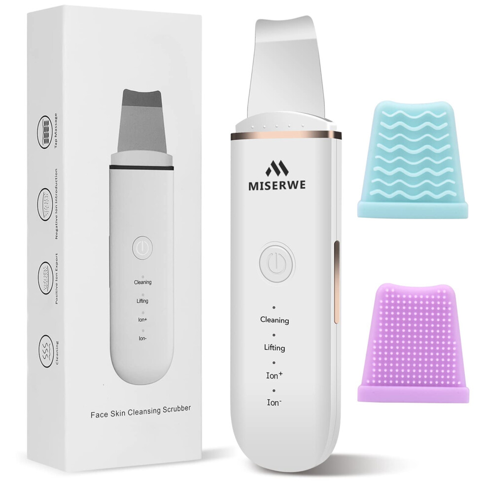 Miserwe Skin Scrubber Face Skin Spatula Blackhead Remover Pore Cleaner Face Beauty Lifting Tool Comedones Extractor With 4 Modes, Facial Scrubber Spatula For