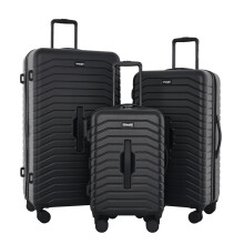 Wrangler Trunk Spinner Luggage Set, Black, 2 Luggage & 2 Packing Cubes, Trunk Spinner Luggage Set