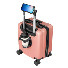 SUNNYNEST 14 Inch Cabin Suitcase Built in Lock Lightweight Carry On with Cup Holderfor Checked Trip ABS+PC Lightweight Hard Shell Luggage with
