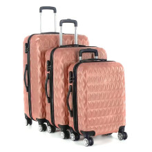 SUNNYNEST 3-Piece Lightweight ABS Luggage Set, Hard Shell Suitcases with 4 Spinner Wheels & Secure Lock ? Red & Gold Travel Trolley Cases for