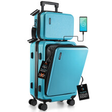 TRAVELARIM Carry On Luggage 22x14x9 Airline Approved, Teal Durable Hard Shell Carry-on Luggage with Spinner Wheels, Lightweight Carry On Suitcase Set
