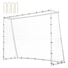VEVOR Soccer Rebound Trainer, 8x6FT Iron Soccer Training Equipment, Sports Football Rebounder Wall with Double-Sided Rebounding Net & Goal, Perfect