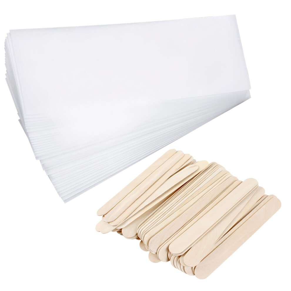 Meunhy 700 Pack Wax Strips Paper & Waxing Sticks Kit For Smooth,Painless Hair Removal | Facial Wax Strips For Women - 500Pcs Non-Woven Paper Sheets & 200
