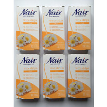 Nair Waxing Facial and Hair Removal with Camomile Extract, Upper Lip, Pack of 6, Total 72 Strips
