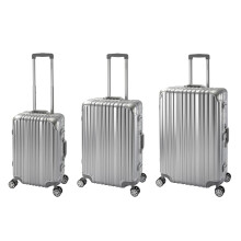 Travelhouse London T1169 Hard Shell Trolley Suitcase with Aluminium Frame in Various Sizes and Colours, silver, Koffer-Set (S+M+L), Luggage Set