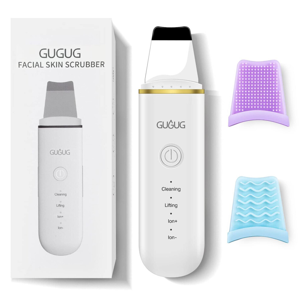 Gugug Facial Skin Scrubber, Ultrasonic Skin Spatula Face Blackhead Remover Scraper With Four Modes For Deep Cleansing, Portable And Rechargeable Pore