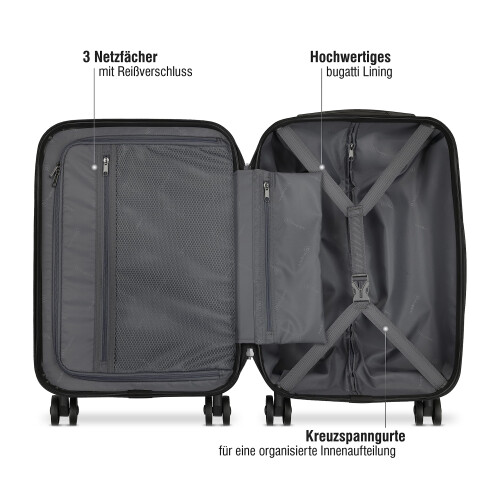 bugatti Suitcase Lima Carry On 55 cm 40 Liters 4 Wheels with TSA Combination Lock - Silver 2