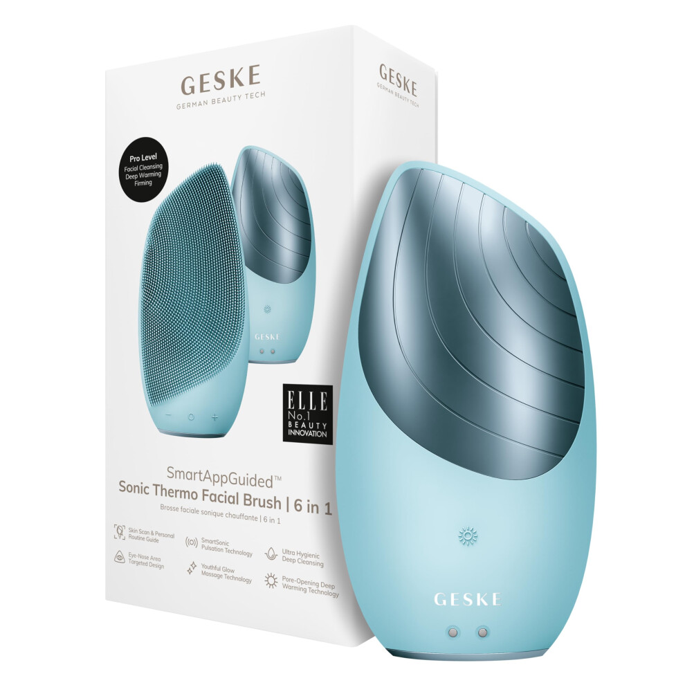 Geske Smartappguided? Sonic Thermo Facial Brush | 6 In 1 | Skin Cleansing | Cleansing Brush With Thermal Function | Facial Massager | Electric Facial