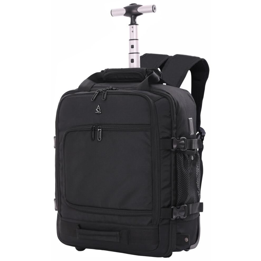 Aerolite Premium 45X36x20cm Easyjet Maximum Size Trolley Backpack Bag With 2 Wheels Travel Carry On Flight Rucksack Cabin Luggage Suitcase Bag