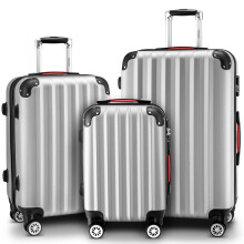 Monzana? 3Pc Travel Suitcase Set with Organiser,Scale and Strap | Lightweight ABS Hard Shell Luggage | 4 Spinner Wheels | Scratch Resistant Lockable