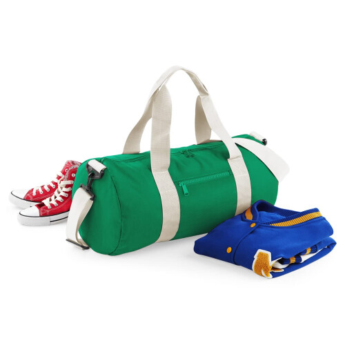 BagBase BagBase BG140 Original Barrel Bag - Kelly Green/Off White 2