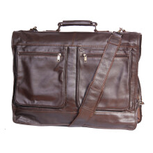 Real Leather Suit Dress Carrier Travel Weekend Bag CANICO Brown