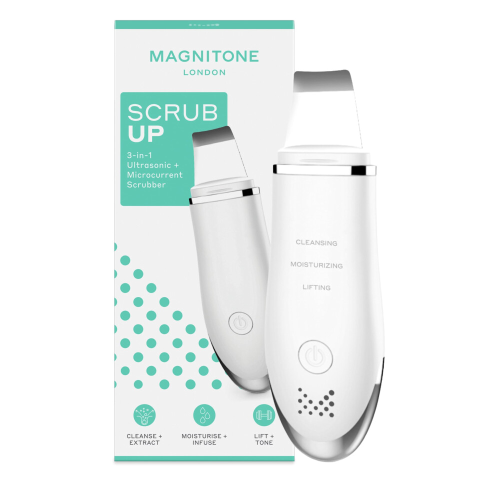 Magnitone Scrub Up 3-In-1 Ultrasonic Pore Scrubber + Serum Infuser, For Clean & Toned Skin, Cleanse, Moisturise & Lift Your Skin, Remove Blackheads +