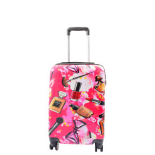 House Of Leather Womens Four Wheels Hard Shell Suitcase Make up Printed Travel Luggage Cabin Size Viana